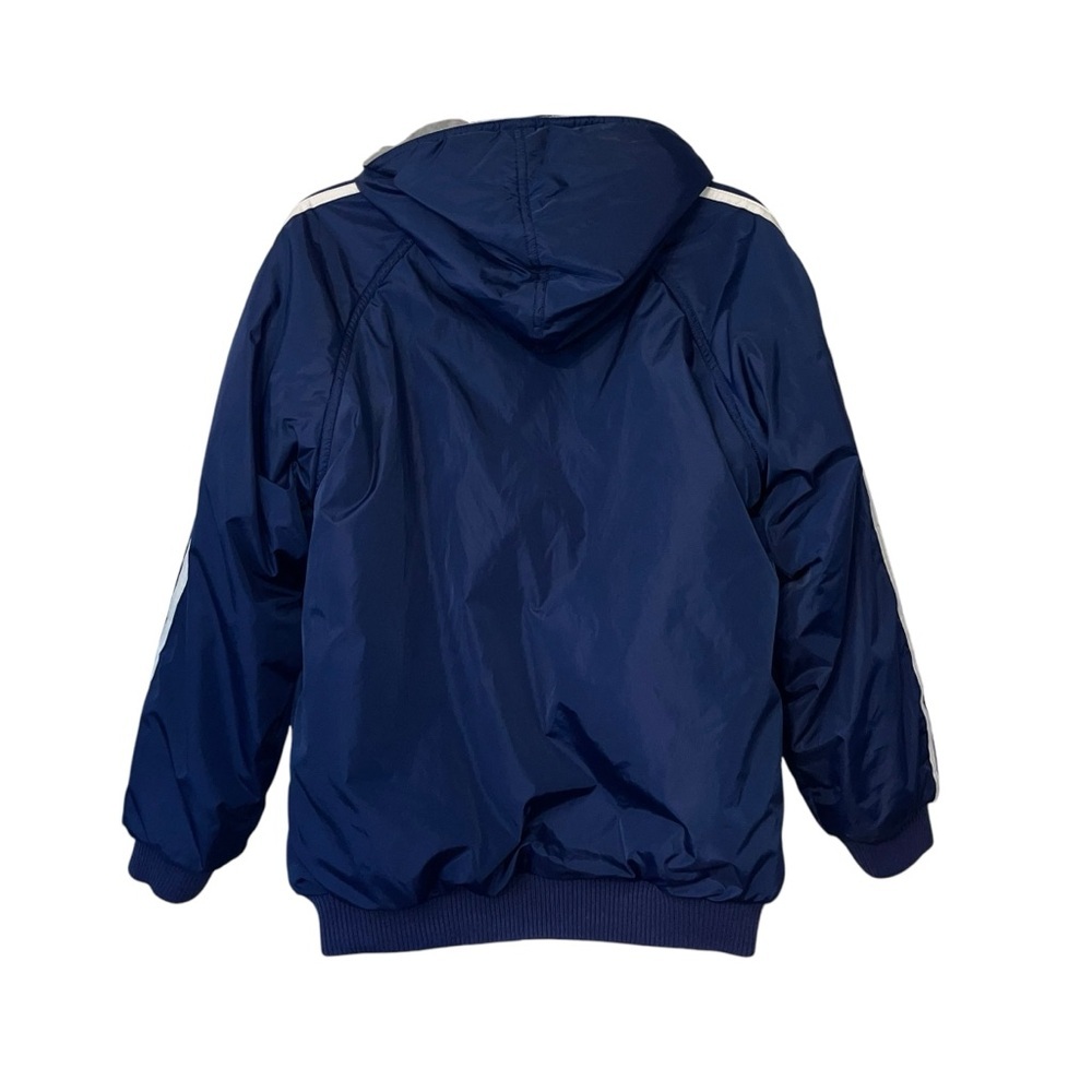 Vintage Adidas Reversible Hooded Bomber Jacket Boys XL Blue White Full Zip - Picture 6 of 16